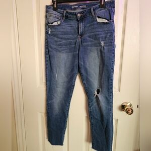 Old Navy Women's Blue Skinny Jeans with Subtle Distressing